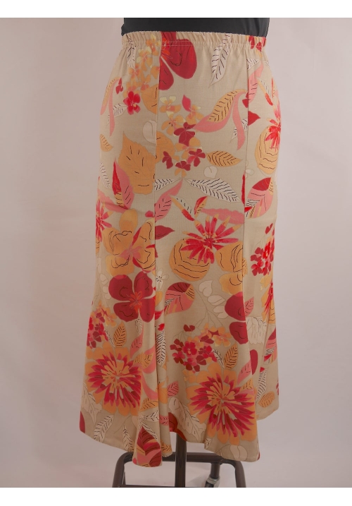 Printed Linen Floral Skirt